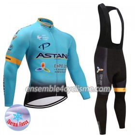 Tenue Maillot M/L + Collant à Bretelles 2017 Astana Pro Team Hiver Thermal Fleece N001